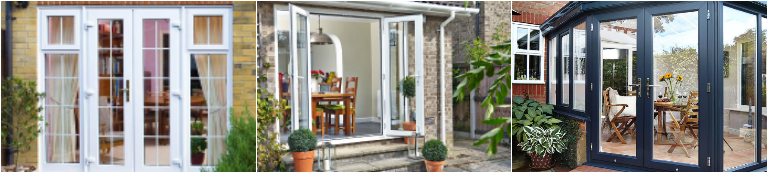 collage of french doors installed by ggf member companies