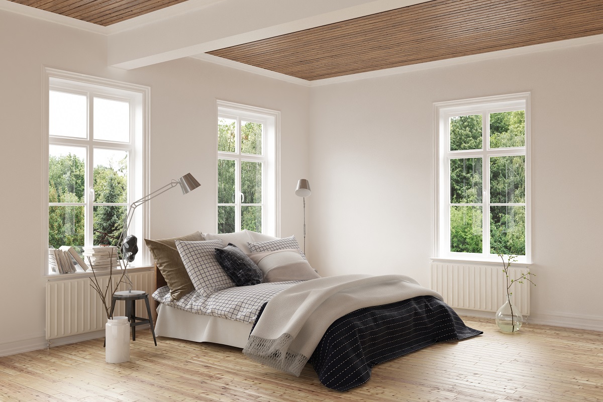 bedroom with bed and windows