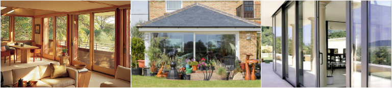 collage of sliding doors installed by ggf member companies