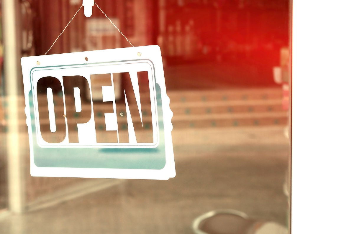open sign on business window