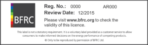 BFRC window energy rating label licence details