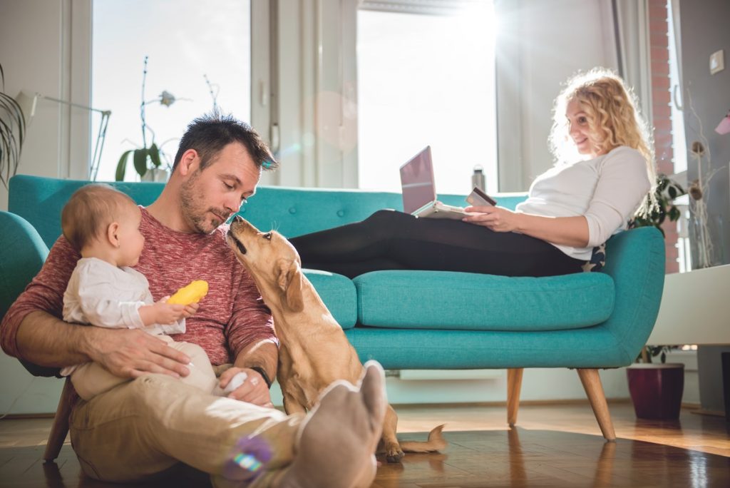 Happy family relaxing at home